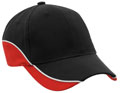 FRONT VIEW OF BASEBALL CAP BLACK/WHITE/RED